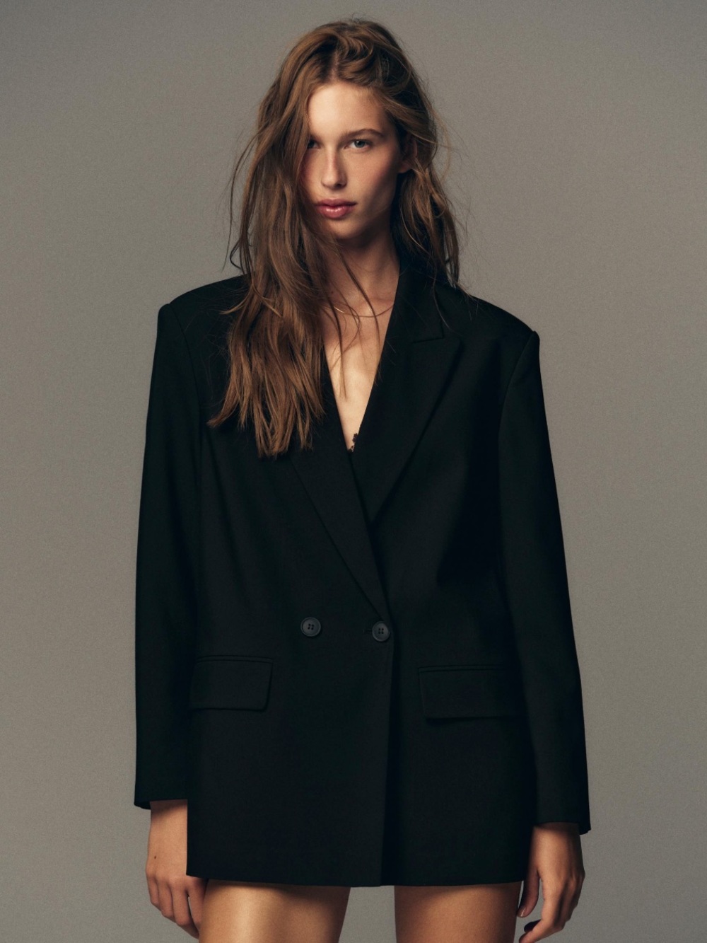 Zara Oversized Double-Breasted Blazer Black Women’s Size M
